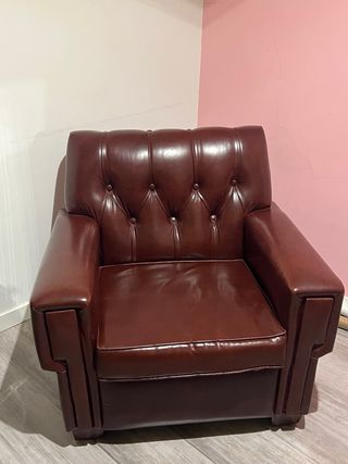 Sillón vintage piel auténtica años 80