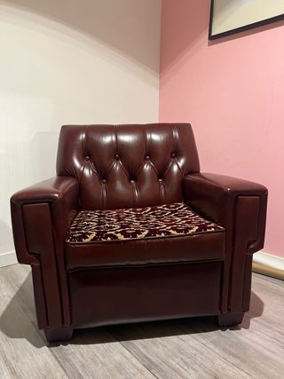 Sillón vintage piel auténtica años 80