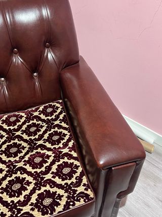Sillón vintage piel auténtica años 80