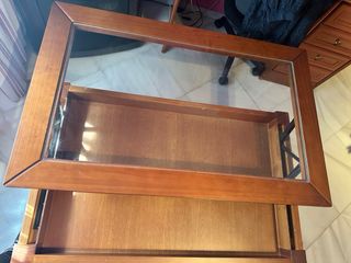 Mesa centro madera y cristal provenzal