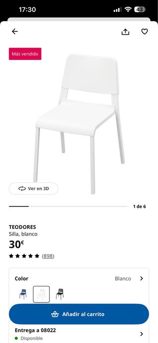 Mesa extensible y 6 sillas blancas