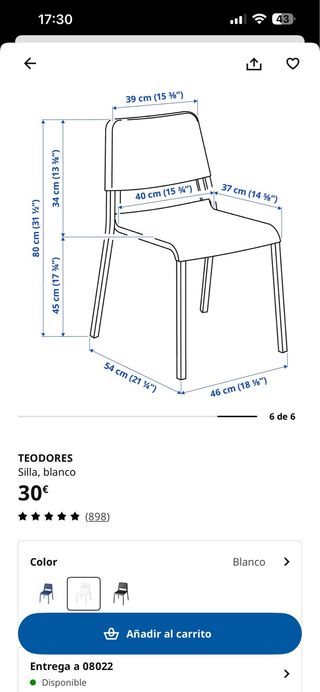 Mesa extensible y 6 sillas blancas