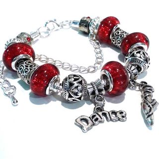 Pulsera Charm Cuentas Rojas Purpurina Ballet
