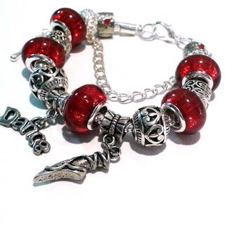 Pulsera Charm Cuentas Rojas Purpurina Ballet