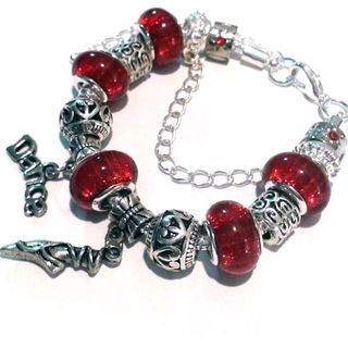 Pulsera Charm Cuentas Rojas Purpurina Ballet