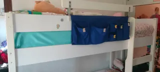 Litera madera blanca fuerte con colchones