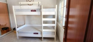 Litera madera blanca fuerte con colchones
