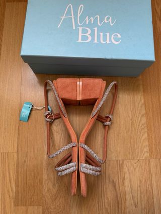 Sandalias Alma Blue Naranja y Plata