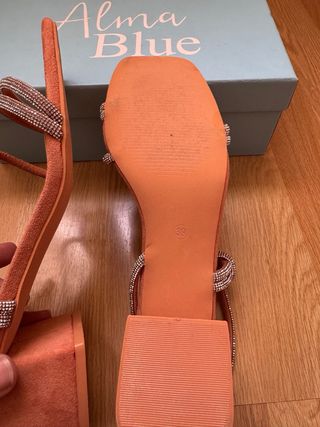 Sandalias Alma Blue Naranja y Plata