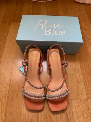 Sandalias Alma Blue Naranja y Plata