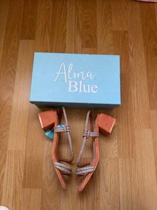 Sandalias Alma Blue Naranja y Plata