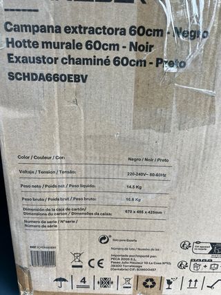Campana extractora cristal SCHNEIDER 60cm