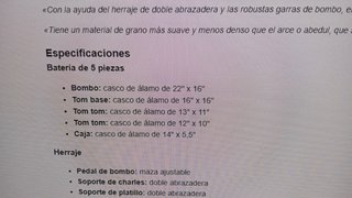 Batería Acústica Completa Gear4music