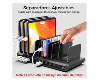 Estación Carga Alxum 60W LED 10 Puertos USB-C/A
