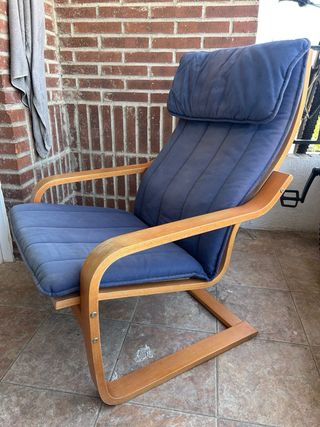 Sillón Mecedora Azul y Marrón