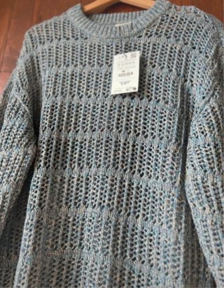 Maglione Pull&Bear uomo traforato grigio M