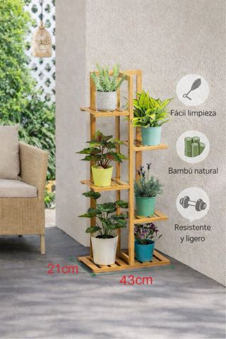 Scaffale in Bambù per Piante a 5 Livelli 100x43x21 cm