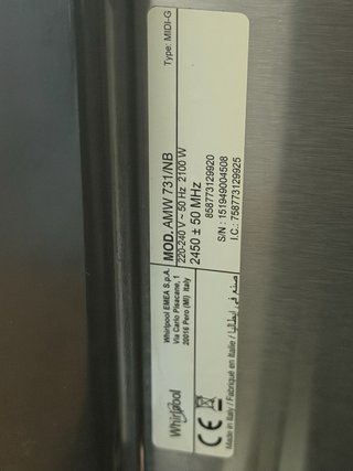 Horno Microondas Integración Whirlpool URGE