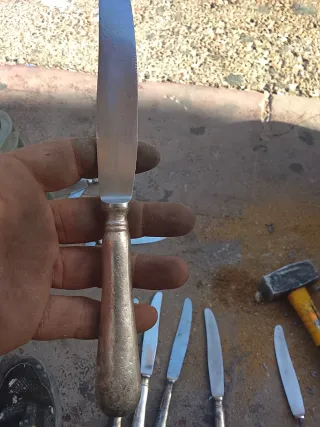 Juego de 5 Cuchillos Antiguos de Plata