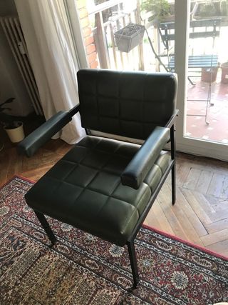 Sillón Piel Negro y Hierro