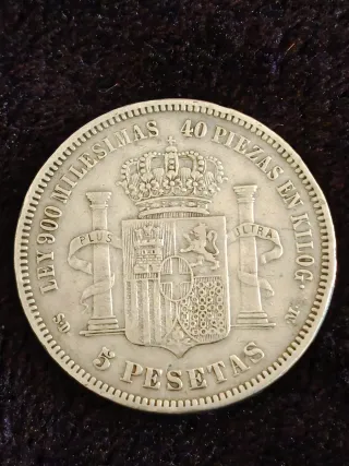 2 monedas plata de 5 pesetas.Amadeo y Alfonso XIII