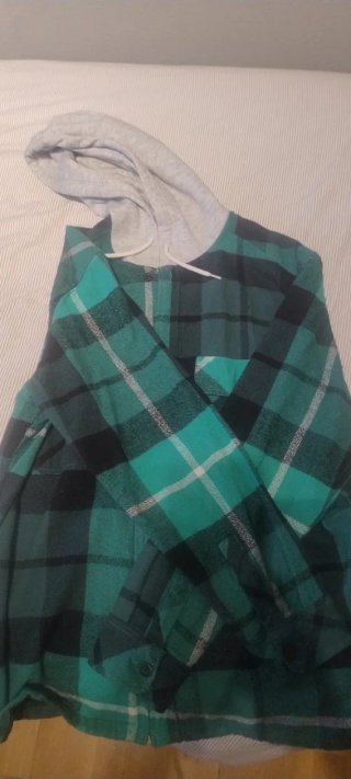 Overshirt con capucha H&M verde y negro Hombre