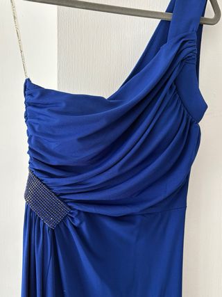 Vestido fiesta azul asimétrico