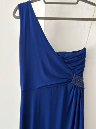 Vestido fiesta azul asimétrico
