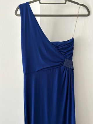 Vestido fiesta azul asimétrico