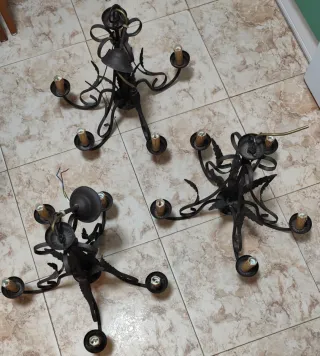 Lote 3 Lámparas Forja Rústicas