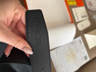 Cinturón Hermes Hebilla H Plateada Negro