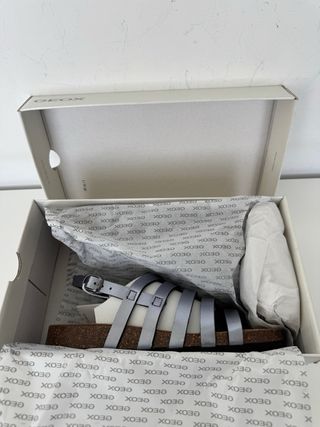 Sandalias de piel nuevas GEOX Brionia plateadas 40