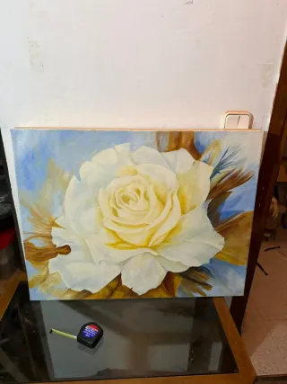 Cuadro Rosa Blanca Óleo