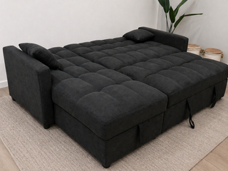 Sofá Cama Negro Tela
