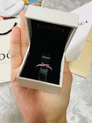 Anillo Pandora Moño Rosa Plata