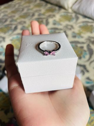 Anillo Pandora Moño Rosa Plata