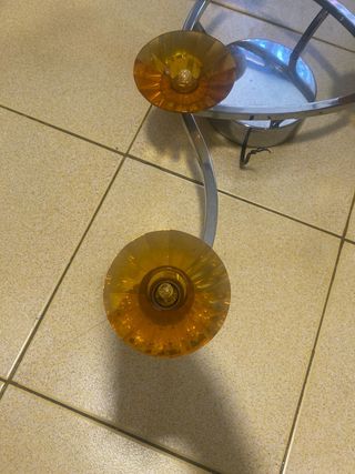 Lámpara de techo cristal naranja y metal