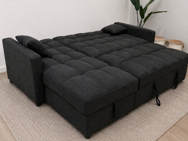Sofá Cama Negro Tela Nuevo