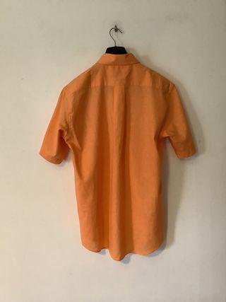 Camicia uomo in lino arancione