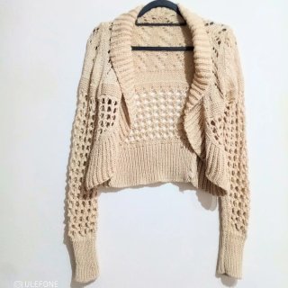 Blazer corto beige lavorato