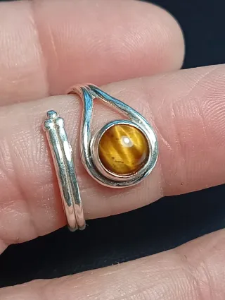Anillo Plata Ley Ojo Tigre Ajustable