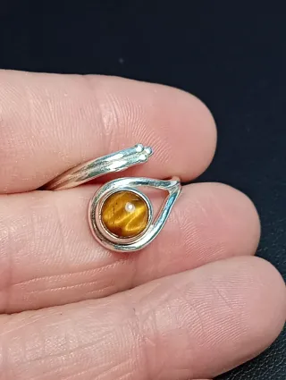 Anillo Plata Ley Ojo Tigre Ajustable