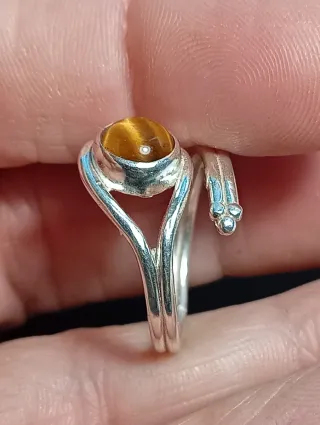 Anillo Plata Ley Ojo Tigre Ajustable