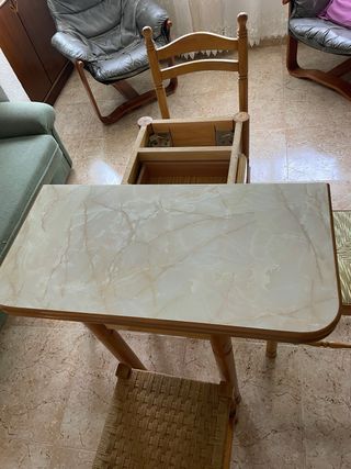 URGE Mesa cocina plegable madera con cajón sillas