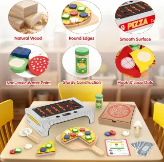 Juego de Pizza de Madera para Niños