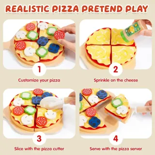 Juego de Pizza de Madera para Niños