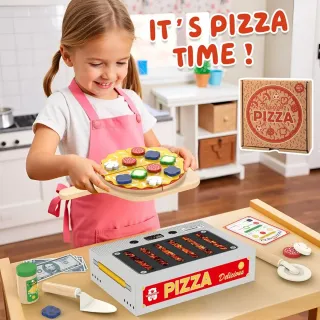 Juego de Pizza de Madera para Niños