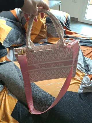 Borsa Coveri rosa e bianca con tracolla
