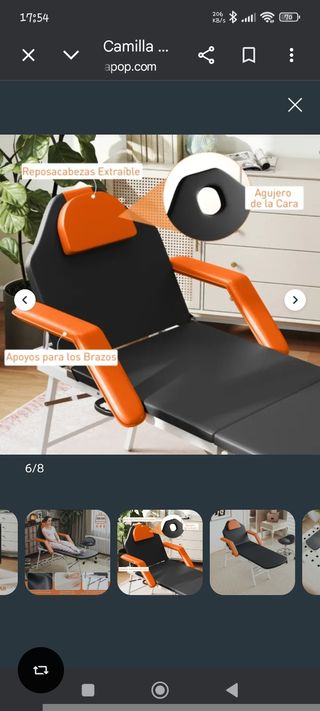 Camilla de masaje portátil negra y naranja