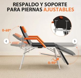 Camilla de masaje portátil negra y naranja